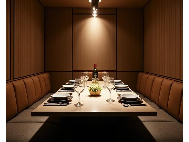 凍てつ星プライベートダイニングルームの風景、温かい照明